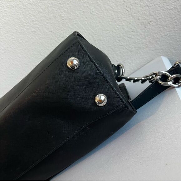 MICHAEL KORS Black Leather Hamilton Jet Set Selma Raven Satchel Tote Handbag - Picture 8 of 11